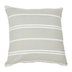 Hello Honey&reg; Gray Square Embroidered Multistripe Cotton Pillow Cover