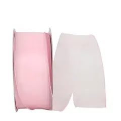 JAM Paper 2.5" x 50yd. Sheer Wired Ribbon Pink