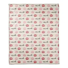 Pink & Red Lips Coral Fleece Blanket