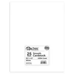 PA Paper&trade; Accents White 8.5" x 11" 100lb. Smooth Cardstock, 25 Sheets