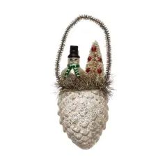 Hello Honey&reg; 5" Hand-Painted Mercury Glass Snowman in Pinecone Ornament