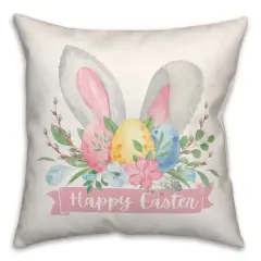 Happy Easter Banner 18" x 18" Throw Pillow