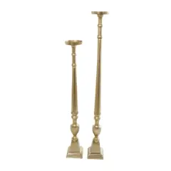 Aluminum Tall Floor Pillar Candle Holder Set Gold