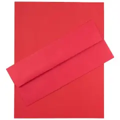 JAM Paper 8.5" x 11" Letter Paper & Envelopes #10 Business Stationery Set, 100ct. Red Brite Hue