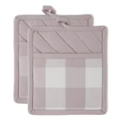 DII&reg; Buffalo Check Potholders, 2ct. Dusty Lilac