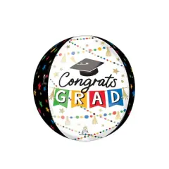 Orbz&reg; XL&trade; 16" Grad Party Pom Pom & Stars Foil Balloon