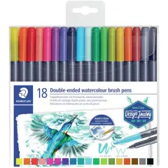 Staedtler&reg; Marsgraphic Duo 18 Color Double-Ended Watercolor Brush Pen Set