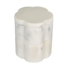 Hello Honey Elegant White Marble Pinch Pot with Lid