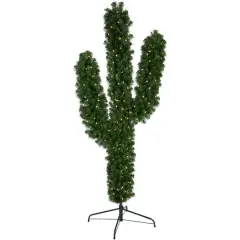 6ft. Pre-Lit Cactus Pine Artificial Christmas Tree, Warm White LED Lights