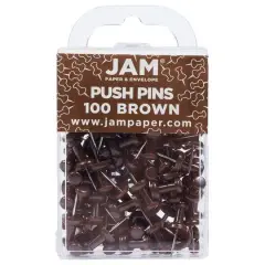 JAM Paper Colorful Standard Push Pins, 100ct. Chocolate Brown
