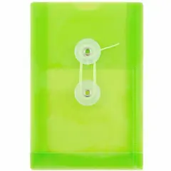 JAM Paper 4.25" x 6.25" Open End Plastic Envelopes with Button and String Closure, 24ct. Lime Green