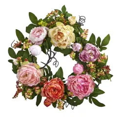 20'' Light Pink Peony & Berry Wreath