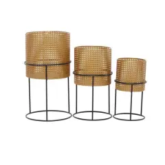 Set of 3 Gold Iron Contemporary Planter, 23" x 13" x 13"