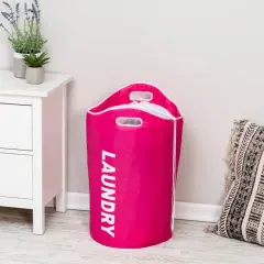 Honey Can Do Pink Graphic Laundry Basket