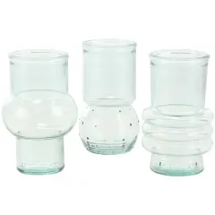 Clear Small Bubble Ribbed Recycled Glass Vase Set