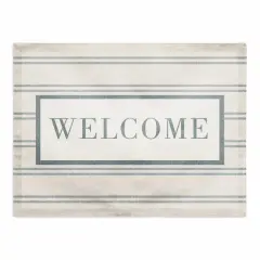 Welcome Stripe Cotton Twill Placemat Blue/White