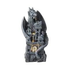 Glitzhome&reg; 36.5" 4-Tier Gothic Dragon Sculptural Outdoor Fountain with LED Light
