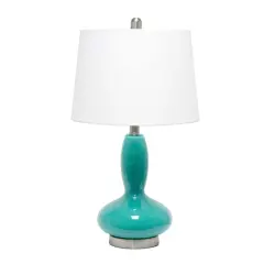 Lalia Home 23.5" Glass Dollop Table Lamp with White Fabric Shade Teal