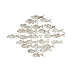 37" White Wood Fish Coastal Wall Decor