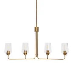 Hello Honey&reg; Robert Stevenson Lighting Holden Metal & Glass 4-Light Linear Chandelier Brushed Bronze