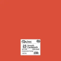 PA Paper&trade; Accents 12" x 12" 65lb. Smooth Cardstock, 25 Sheets Construct Orange