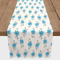 Blue Blooms 16" x 90" Cotton Twill Runner