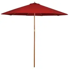 8.5ft. Outdoor Patio Market Umbrella with Wooden Pole Red