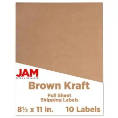 JAM Paper Shipping Labels, 8.5" x 11" Brown Kraft