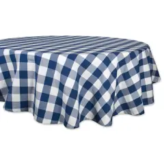 DII&reg; 70" Buffalo Check Round Tablecloth Navy and White