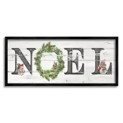 Stupell Industries Woodland Animal Noel Sign Framed Giclee Art Black