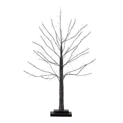 2ft. Pre-Lit Artificial Halloween Black Twig Tree with 210 Warm White Fairy Copper Wire LED Lights