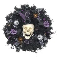24" Skull with Purple & Black Roses Wreath by Ashland&reg;