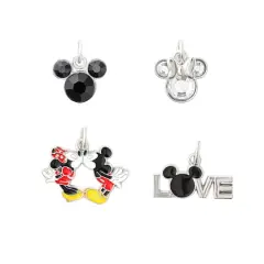 Disney&reg; Silver Mickey & Minnie Love Charm Set