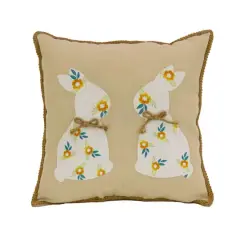 16'' Floral Bunny Easter Pillow