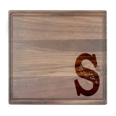 Floral Monogram Walnut Cutting Board S