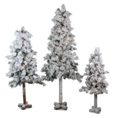 3ft., 4ft., & 5ft. Pre-Lit Heavily Flocked Alpine Artificial Christmas Tree Set, Clear Lights