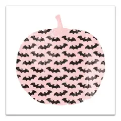Pink & Black Bat Pumpkin Canvas Wall Art