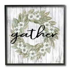 Stupell Industries Floral Wreath Wall Art in Black Frame