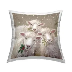 Stupell Industries Sheep Trio Winter Snowfall Throw Pillow