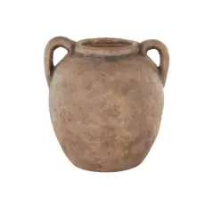 10.5" Copper Antique-Style Textured Ceramic Vase with Handles