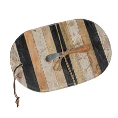 Hello Honey&reg; Multicolor Marble & Mango Wood Cheese Board Set with Knife