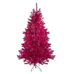 7ft. Unlit Dark Pink Metallic Tinsel Artificial Christmas Tree