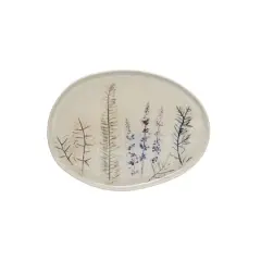 Hello Honey&reg; 14" Floral Reactive Crackle Glaze Debossed Stoneware Platter