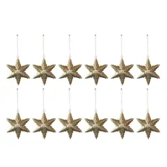 Hello Honey&reg; 12 Pack 5.75" Antique Brass Electroplated Metal Laser Cut Star Ornaments