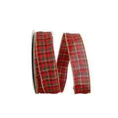 JAM Paper 2.5" x 50yd. Wellville Wired Edge Plaid Ribbon
