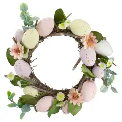 8" Pink & Yellow Pastel Easter Egg Wreath
