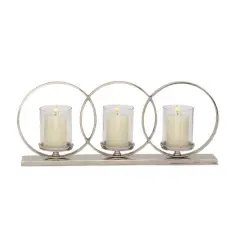 26'' Silver Aluminum Contemporary Candle Holder