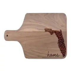 17" Floral Home State Walnut Paddle Cutting Board Florida