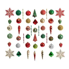 52ct. Holiday Deluxe Shatterproof Christmas Tree Ornament Box Set