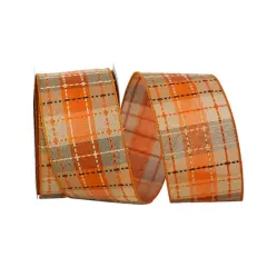 Reliant 2.5" x 20yd. Wired Plaid Field Ribbon